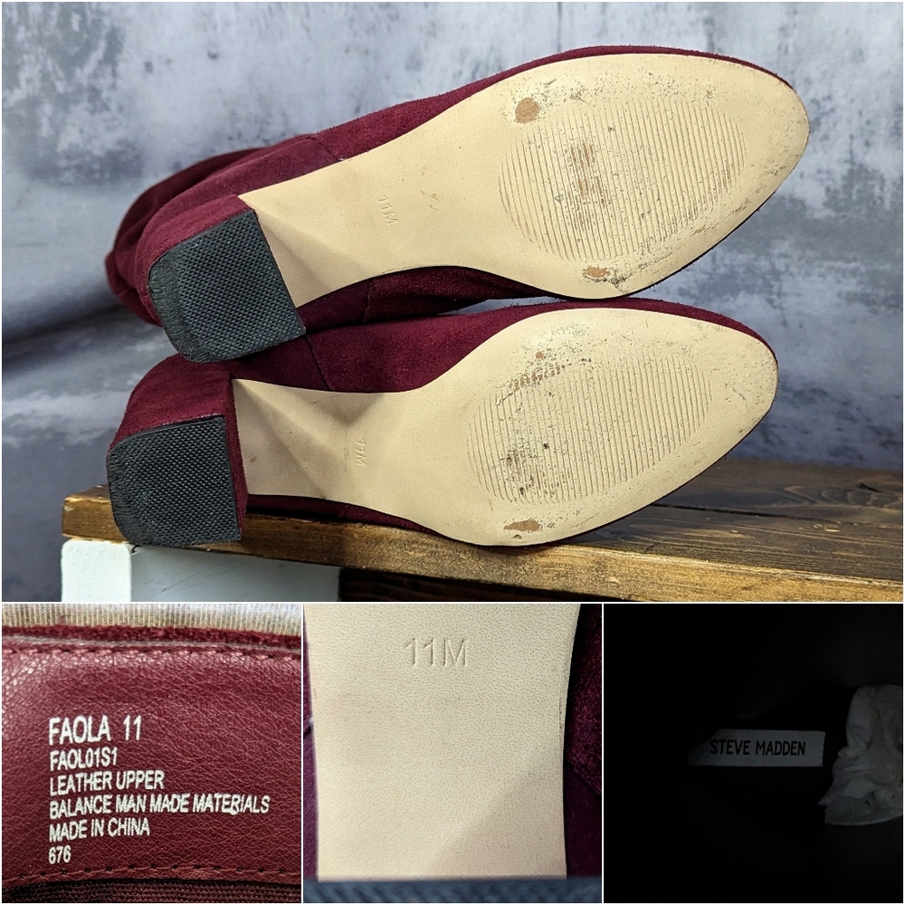 Steve Madden Faola suede slouch tall boots, burgundy, size 11 - Picture 10 of 11